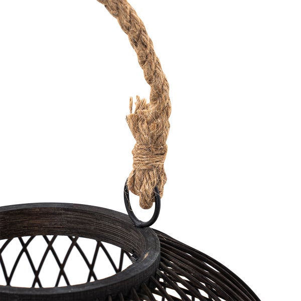 Ländliche Tischlampe für den Außenbereich aus schwarzem Rattan – Calamus