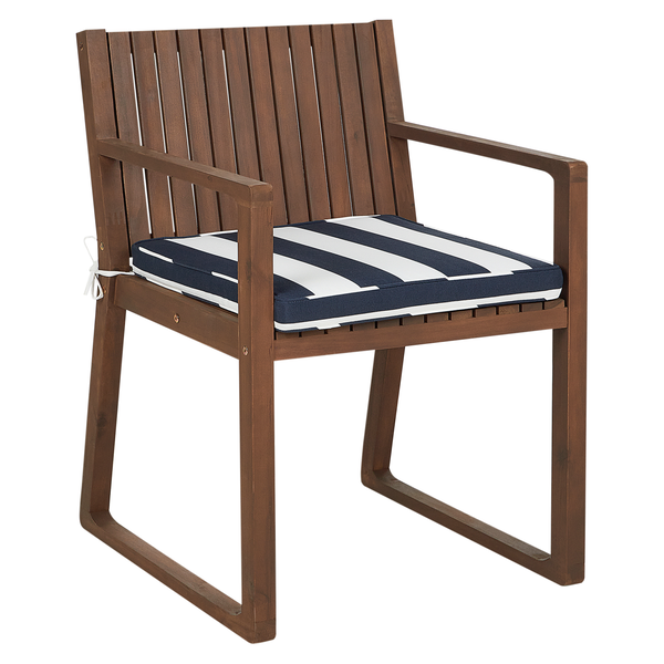 Set mit 8 Stühlen und Sitzkissen SASSARI Akazienholz Marineblau