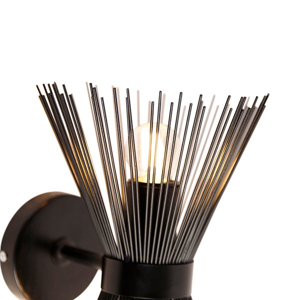 Art Deco Wandleuchte schwarz 2-flammig - Besen