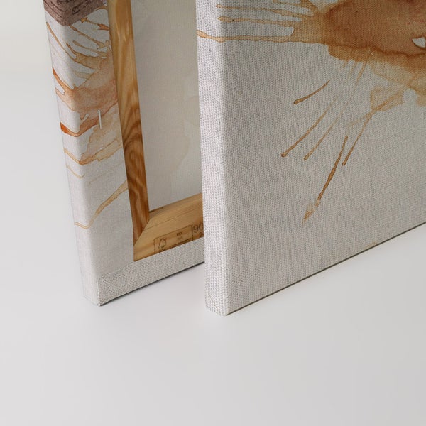 Detailansicht einer Leinwand mit abstraktem Muster auf Holzrahmen