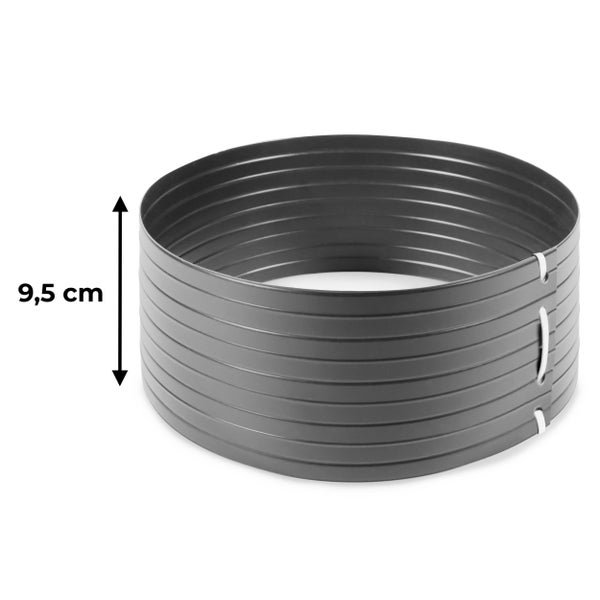 Runde Beeteinfassung aus Metall mit einer Höhe von 9,5 Zentimetern für die Gartengestaltung.