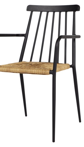 Evira Gartenstuhl stapelbar, schwarz und natur. 58 X 54 X 84 cm