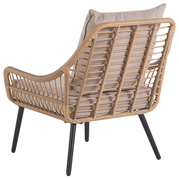 Bistro Set inkl. Kissen LAURETO Polyrattan Naturfarben