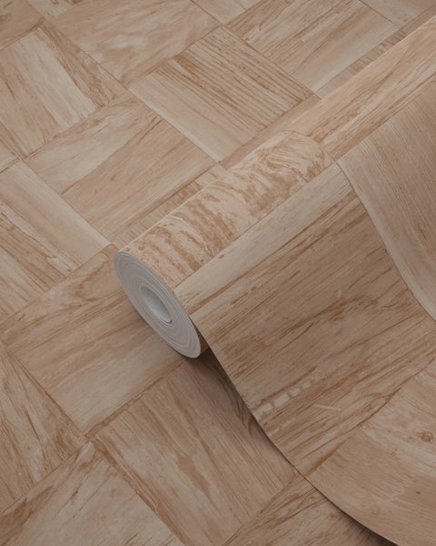 Origin Wallcoverings Tapete quadratische Holzstücke Terrakottarosa - 50 x 900 cm - 347931