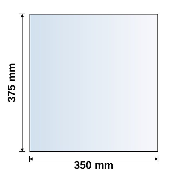 Maßzeichnung mit einer Breite von 350 Millimetern und einer Höhe von 375 Millimetern.