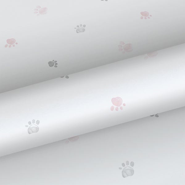 Sanders und Sanders Tapete Pfotenabdrücken Rosa, Grau und Weiß - 53 cm x 10 m - 640582