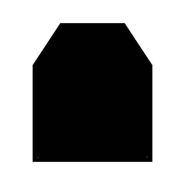 Funkenschutzplatte für Kamine, schwarz, fünfeckige Form.