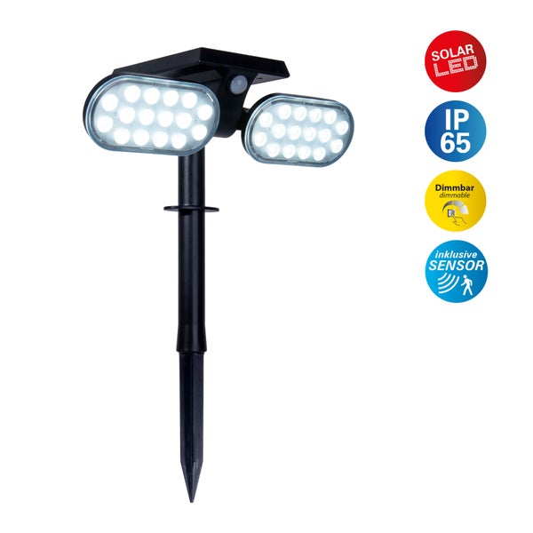 Solar LED Strahler mit Erdspieß und Bewegungssensor