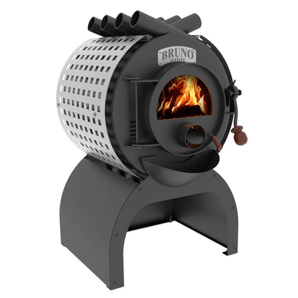 Bruno Mini Holzofen mit Feuerraum und Abluftrohren