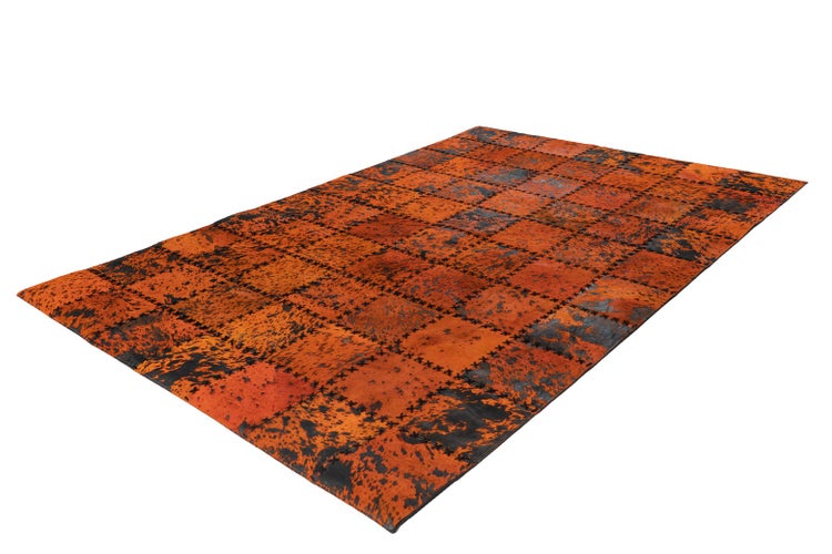 Flachflor Teppich Rosella Orange Patchwork-Design 160 x 230 cm