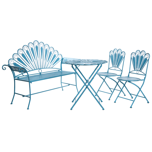 Gartenmöbelset mit Bank, Tisch und zwei Stühlen