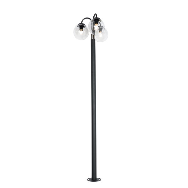 Laterne schwarz mit Klarglas 200 cm 3-flammig IP44 - Sfera