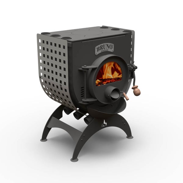 Bruno Mini Holzofen mit Sichtfenster und Schutzgitter