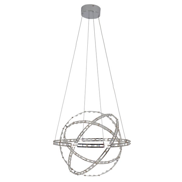 LED Pendelleuchte COSMOS  Metall und Kunststoff in chrom,  Ø60 cm, mit fest verbauten LEDs, Beleuchtung für Wohnzimmer, Esszimmer oder Büro.