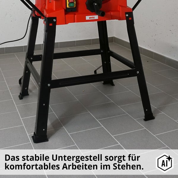 Stabiles Untergestell für Hecht Tischkreissäge für komfortables Arbeiten im Stehen.