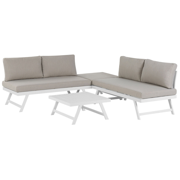 Garten Ecksofa mit Tisch 5-Sitzer COCCORINO Metall Taupe