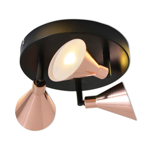 3er LED-Wand-u. Deckenspot COPPER d:38cm