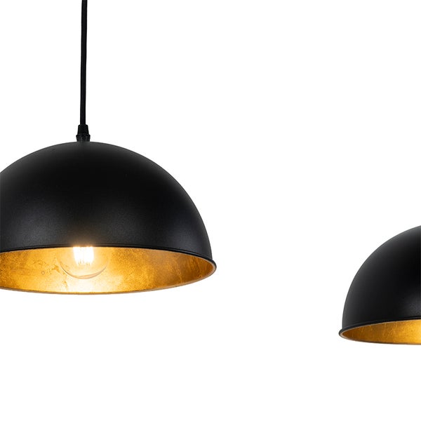 Industrielle Hängelampe schwarz mit goldenen 3-Lichtern - Magnax