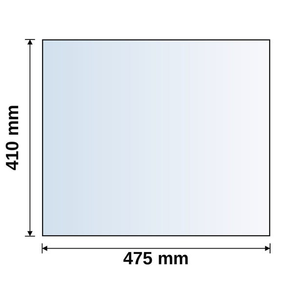Rechteckiges Paneel mit den Maßen 475 Millimeter Breite und 410 Millimeter Höhe.