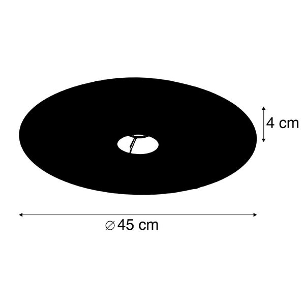 Flacher Lampenschirm aus Velours grün mit Gold 45 cm