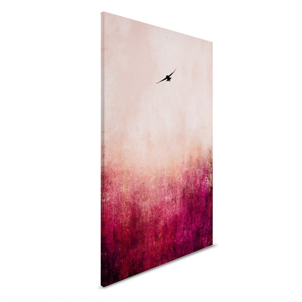 Leinwandbild mit abstrakter Darstellung und Vogelmotiv