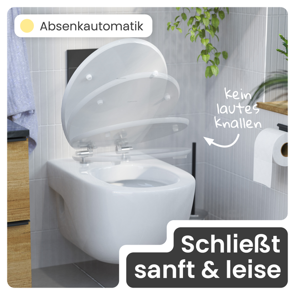 Wand-WC mit Absenkautomatik, die sanft und leise schließt