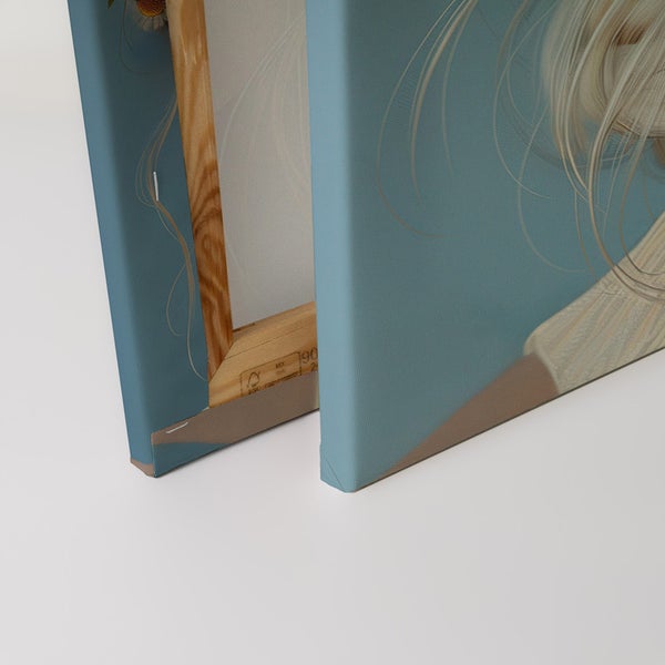 Detailansicht einer Leinwand mit Holzrahmen