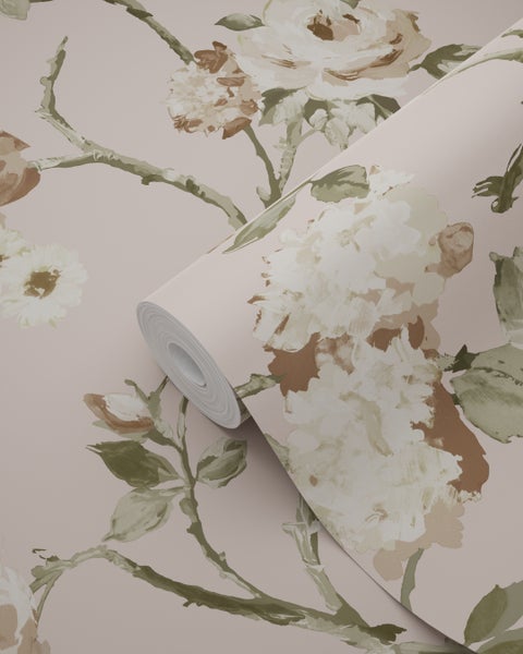 ESTAhome Tapete Blumenmuster Altrosa - 53 cm x 10.05 m - 139407