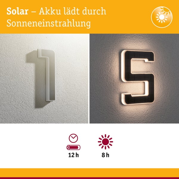 Set Solar LED Hausnummernleuchte inkl. wechselbarer Akku Nummer 15 3000K 2x6lm 2x0,2W Schwarz