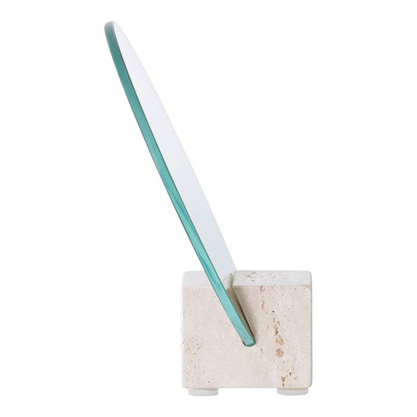 Bordspejl Spiegel Für Tisch Ø18cm beige Travertin. 18 X 7 X 18 cm