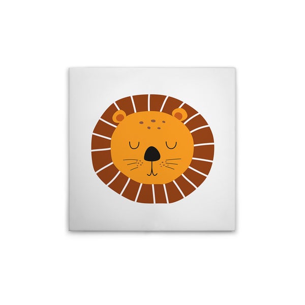 Quadratisches Wandbild mit Löwenmotiv für Kinder