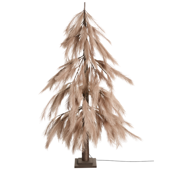Dekorativer künstlicher Tannenbaum mit Federn auf einem Sockel