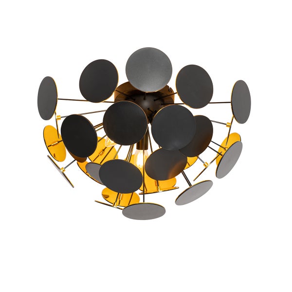 Design Deckenleuchte Schwarz mit Gold 54cm 3-flammig - Cerchio