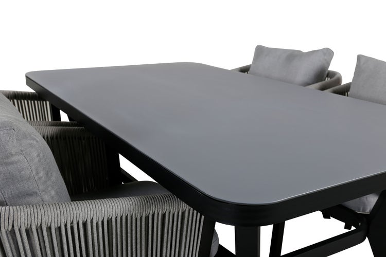 Virya Gartenset Tisch 90x160cm und 4 Stühle Virya weiß, schwarz, grau. 90 X 160 X 74 cm