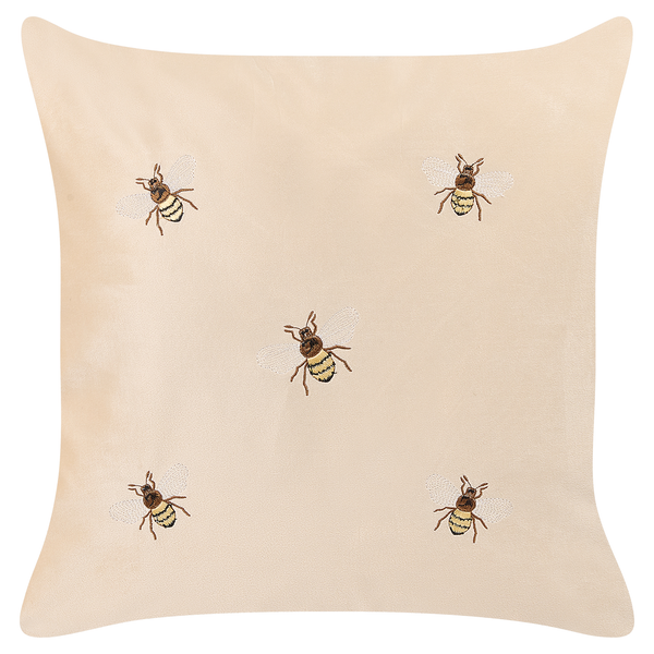 Quadratisches Zierkissen mit eingesticktem Bienenmotiv
