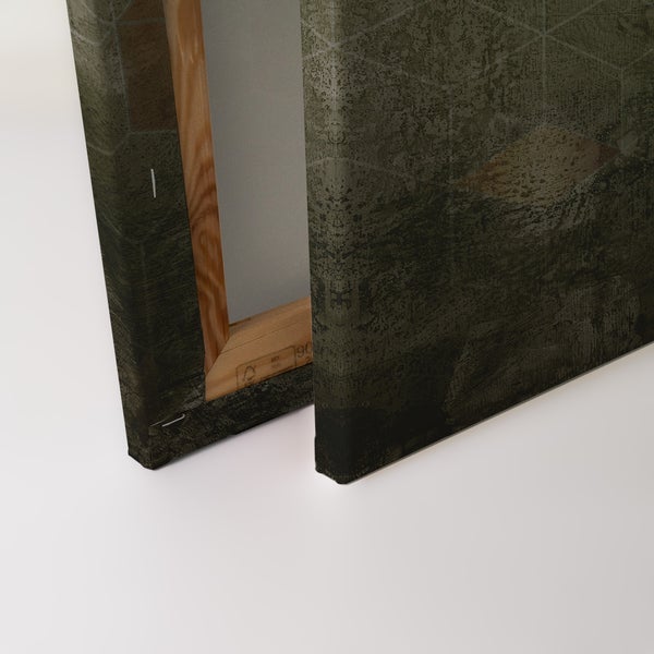 Wandbild auf Leinwand mit Holzkeilrahmen und texturierter Oberfläche mit geometrischem Muster