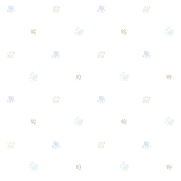 Sanders und Sanders Tapete Pfotenabdrücken Blau und Weiß - 53 cm x 10 m - 640581