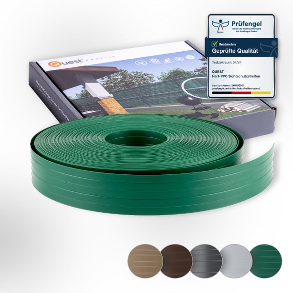 Quest Hart PVC Sichtschutzstreifen Rolle mit Prüfengel Siegel