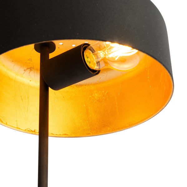 Retro-Tischlampe schwarz mit goldenem Innenleben – Jinte