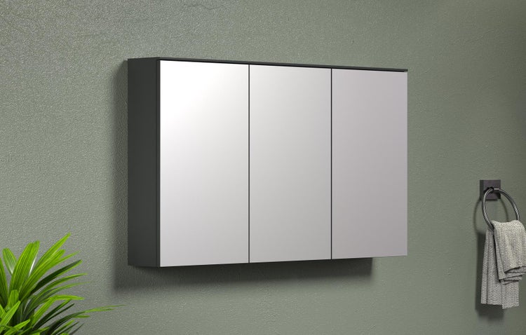 Synnax Spiegelschrank Bad 3 Spiegeltüren grau. 120 X 17 X 70 cm