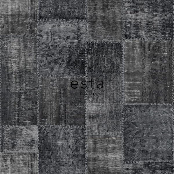 ESTAhome Tapete Kelim-Patchwork Schwarz - 53 cm x 10.05 m - 148334