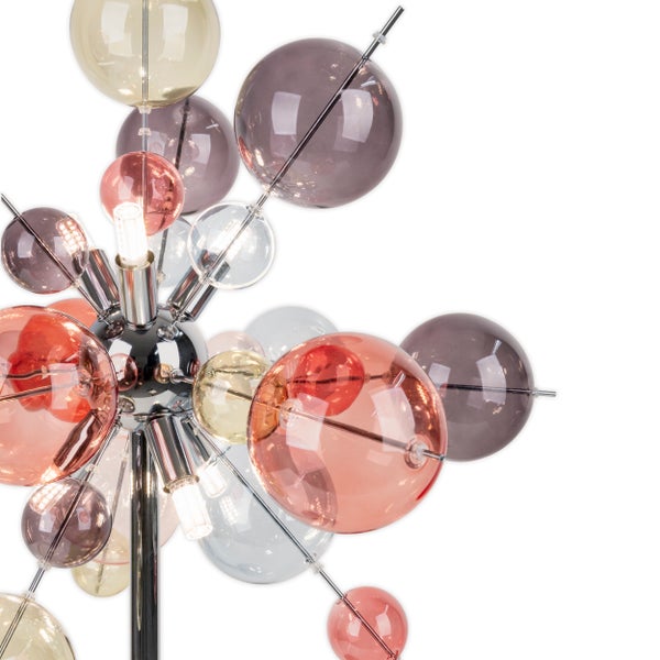 Dekorative Stehlampe mit kugelförmigen Glasschirmen und Metallgestell