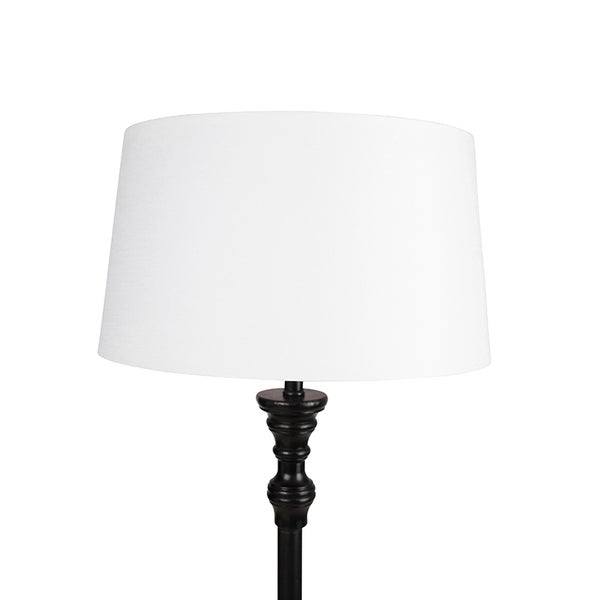 Stehlampe schwarz mit Leinenschirm weiß 45cm - Classico