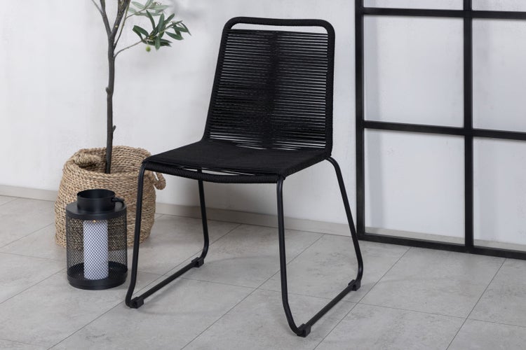 Lindos Gartenstuhl stapelbar schwarz. 2er Set