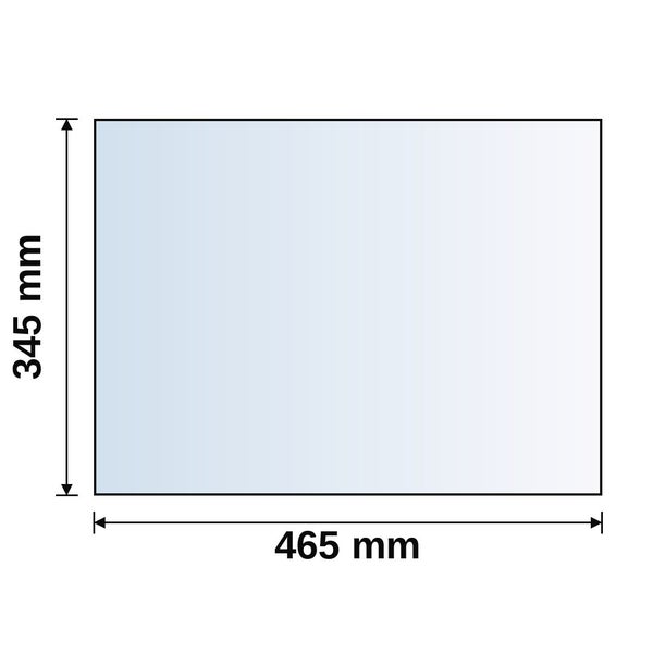 Maßskizze einer rechteckigen Platte mit einer Breite von 465 Millimeter und einer Höhe von 345 Millimeter.
