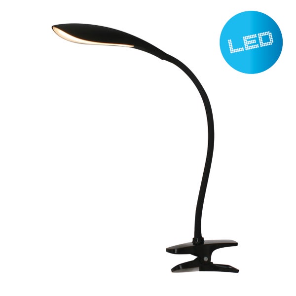 LED-Klemmleuchte ALF aus Metall und Kunststoff in Schwarz, mit integrierter LED