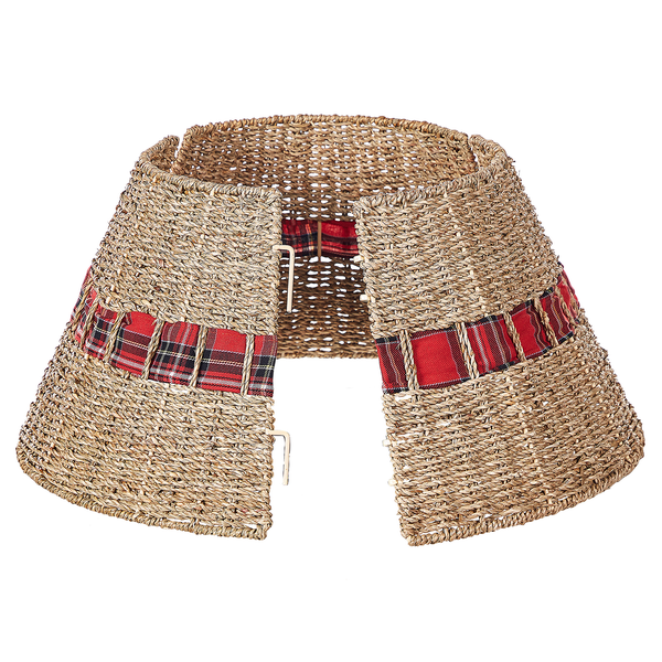 Weihnachtsbaumständer aus Rattan mit Karomuster
