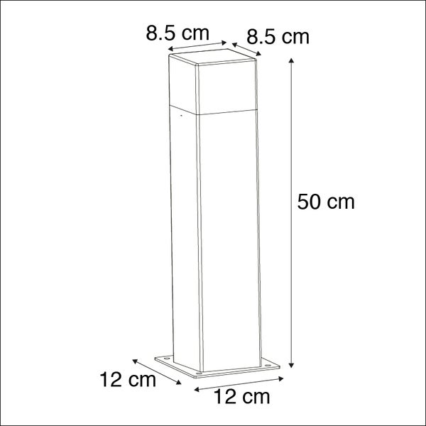 Außenleuchte 50 cm anthrazit mit Erdungsstift und Kabelmuffe - Dänemark