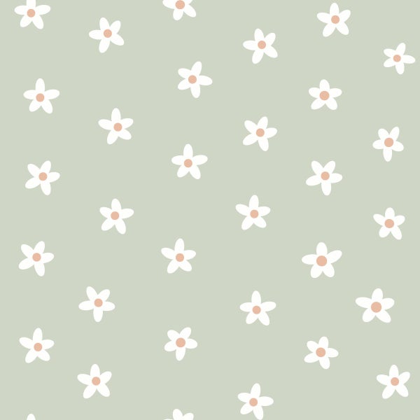 ESTAhome Tapete Gänseblümchen Grün - 50 x 900 cm - 131115