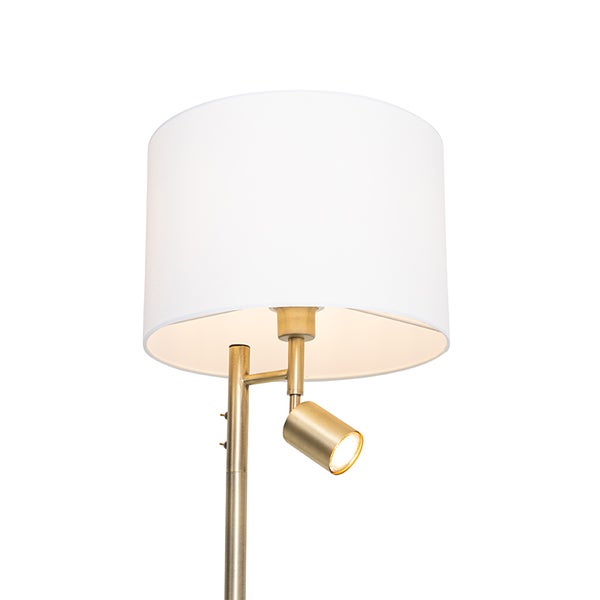 Stehlampe Bronze mit weißem Schirm und Leselampe - Jelena
